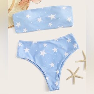 Shein Blue Stars Bandeau Bikini Set